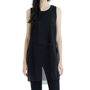 O2 Collection Black Tank with Sheer Overlay - M